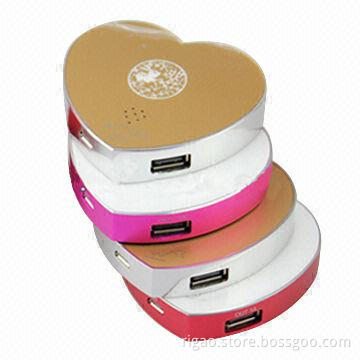 4,500mAh heart-shaped power bank for mobile phone and tablet